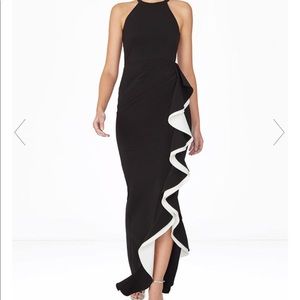 Parker Black Label Ruffle Black Maxi Dress
